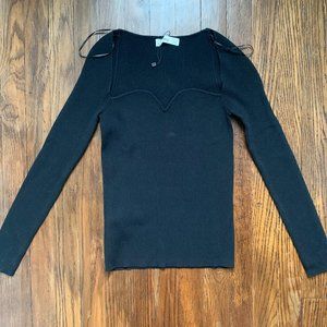 Black Heart Cut Long Sleeved Sweater Shirt